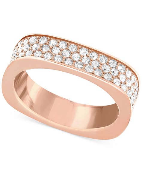 Swarovski Crystal Pavé Square Ring In Rose Gold Pink Lyst