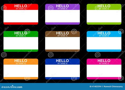 Hello My Name Is Introduction Red Flat Label Cartoon Vector 83474525