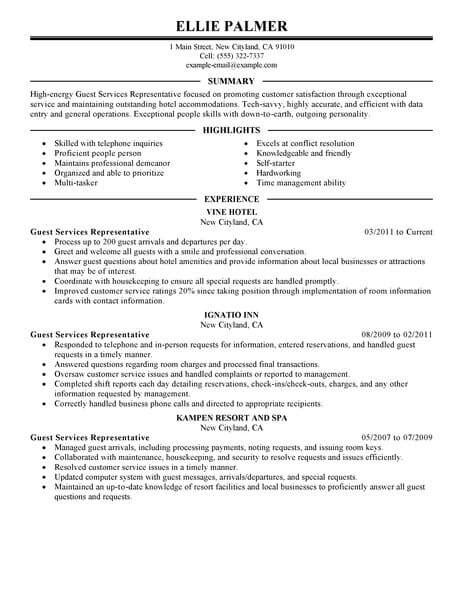 They perform administrative tasks and manage customer relationships, including receiving complaints, solving problems, organizing room service orders, arranging reservations, and checking in new guests. Cv Example Hotel Job - Hotel & Hospitality CVs