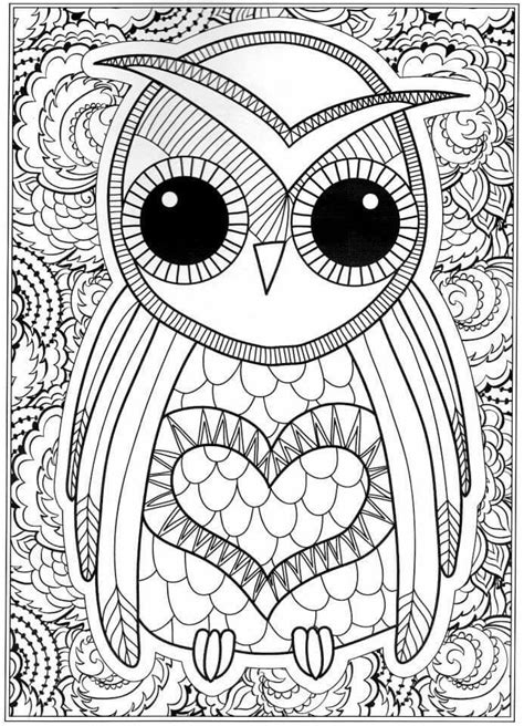 owl coloring pages  adults  detailed owl coloring pages