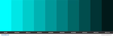 Shades Of Cyan 00ffff Hex Color Hex Colors Cyan Color Coding