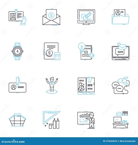 Organizational Chart Linear Icons Set Hierarchy Departments Roles