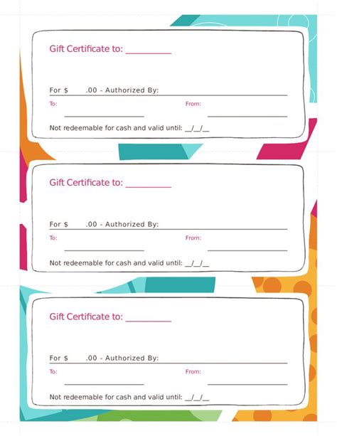 gift card template  unique  gift certificate form fillable