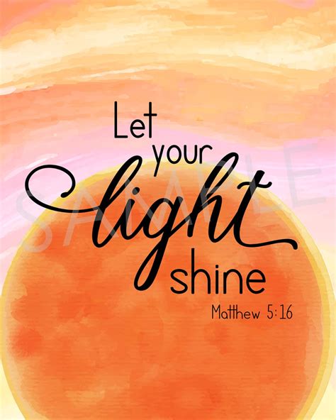 Let Your Light Shine Matthew 516 Religious Scripture Wall Etsy
