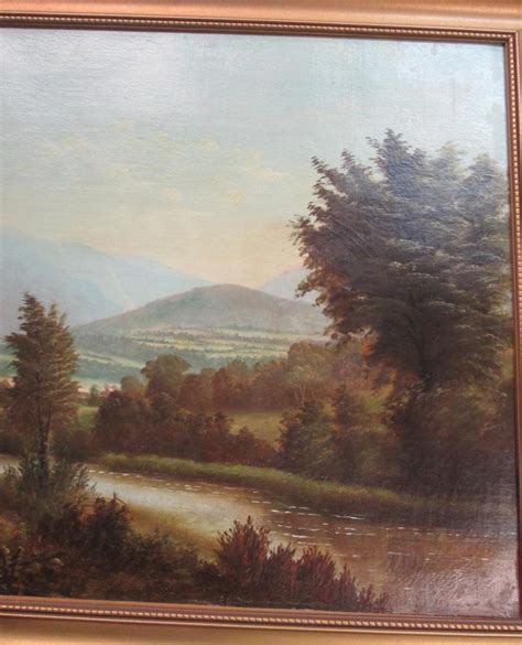 Lot Painting Panoramic Mountain Landscape Of A River And Town