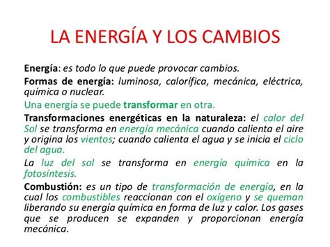 La Energía Y Los Cambios