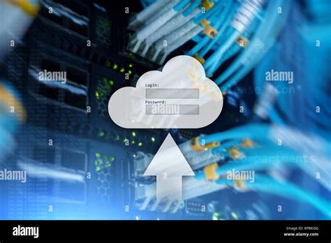 Cloud storage, data access, login and password request window on server