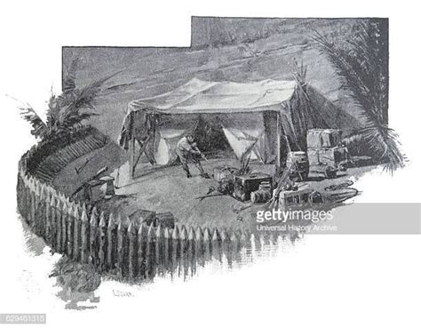 This Was His Home At The Island It Was His Tent In Front Off A Cave Illustration Photo