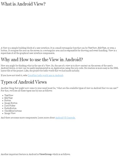 Android Layout And Views Types And Examples Dataflair Pdf Page