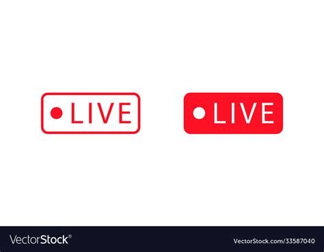 Live Stream Red Button In Flat Style Isolated Vector Image
