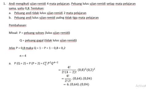 X = banyaknya mesin cuci yang berwarna merah. contoh soal dan pembahasan materi distribusi binomial