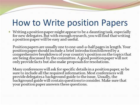 Every good position paper outline should start with writing a title for research paper. model un position paper template - Cakeb
