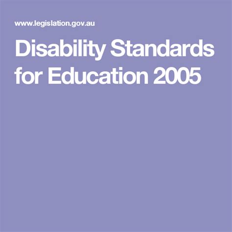 Disability Standards For Education 2005 Education Disability Teaching