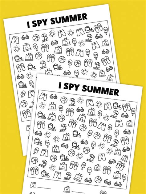 Free Printable Summer I Spy Pjs And Paint