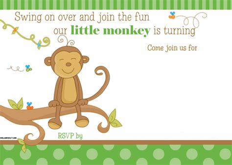 printable  monkey birthday invitation template