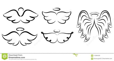 Angel Wings Drawing Vector Illustration Winged Angelic