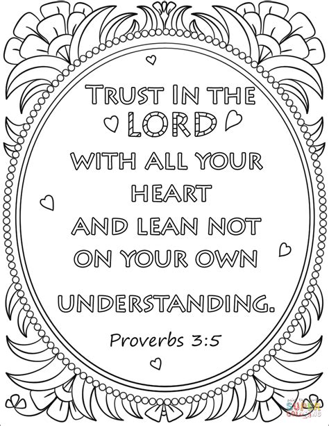 Trust in the Lord with All Your Heart and Lean Not on Your Own Understanding coloring page