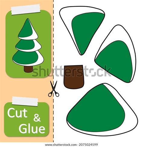 Cut Glue Paper Cute Christmas Tree Stock Vector (Royalty Free