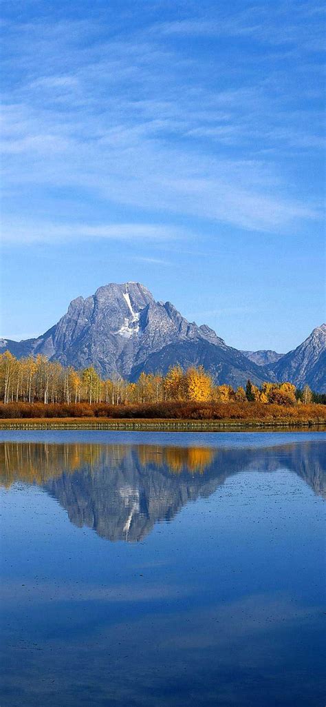Iphone X Wallpaper Mountain Range Lake Reflections Mountains Panorama