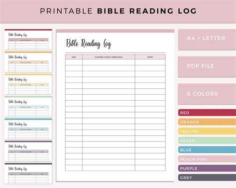 Bible Reading Log Printable Bible Reading Tracker Bible Etsy