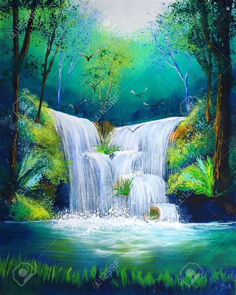 Waterfall Paintings Easy Landscape Paintings Waterfall