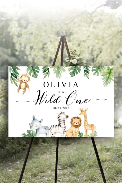 Wild One Safari Welcome Sign Wild One First Birthday Welcome Etsy In