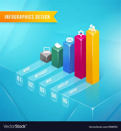 3d Bar Chart Royalty Free Vector Image Vectorstock