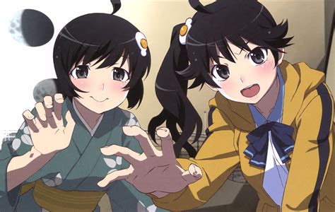 download tsukihi araragi karen araragi anime monogatari series hd wallpaper