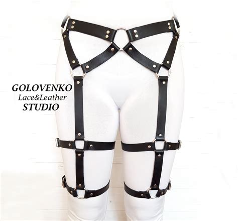 genuine leather leg harness leather garter belt thigh etsy