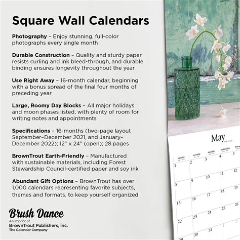 2022 Square Wall Calendars Features Brush Dance
