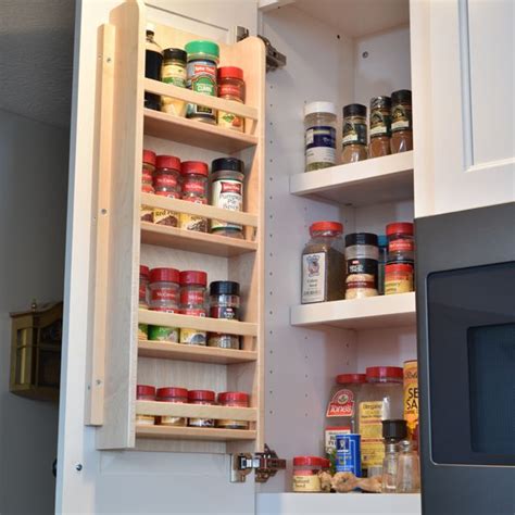 Get spice shelf for cabinet door delivered to your door. Custom-built spice rack inside cabinet door, as well as in ...
