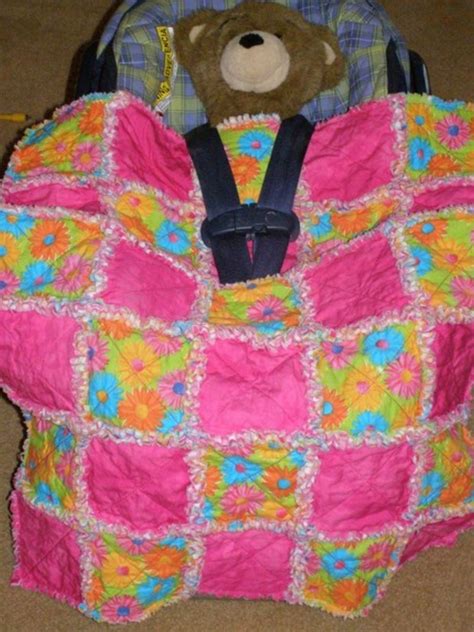 Custom Baby Car Seat Rag Quilt Cover You Pick Design Colors Theme