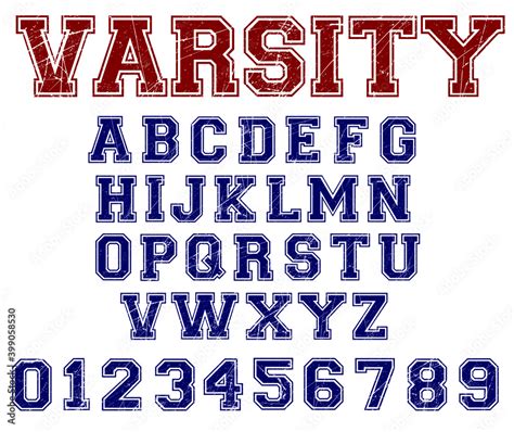 Varsity Distressed Font Vector Sport Font College Alphabet