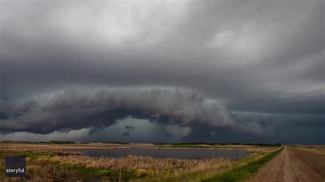 Ominous Storm Clouds Pass Over Alberta Farmland