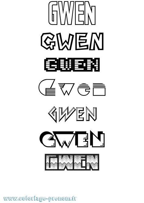 Coloriage du prénom Gwen  à Imprimer ou Télécharger facilement
