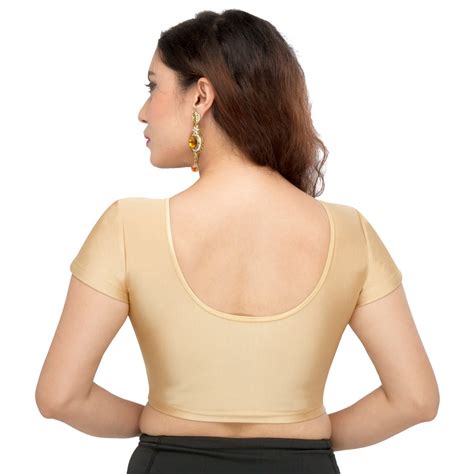 designer indian lycra non padded stretchable half sleeves saree blouse crop top ebay