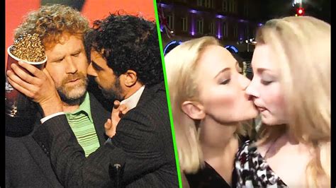 Moments When Celebrities Kissing Each Other On Live Tv Youtube