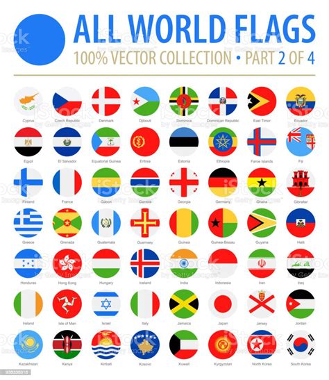 World Flags Vector Round Flat Icons Part 2 Of 4 Stock Illustration