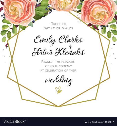 Wedding Invitation Floral Invite Card Design Vector Image