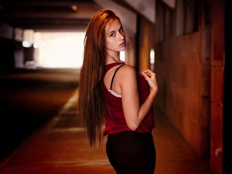 Wallpaper Women Redhead Depth Of Field Straight Hair Long Hair