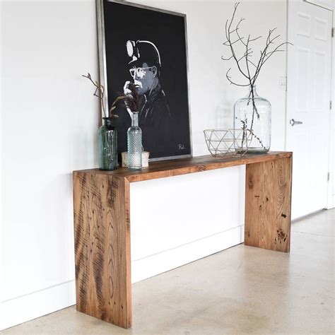 Reclaimed Wood Console Table Modern Plank Entryway Table Etsy