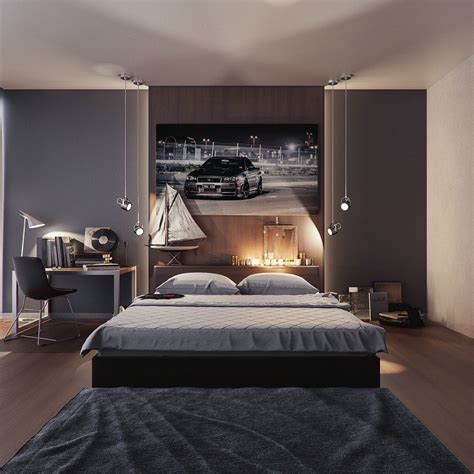 42 Gorgeous Grey Bedrooms Cool Room Decor Mens Room Decor Modern