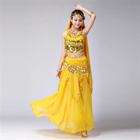 Sexy Red Yellow Egypt Belly Dance Costume Bollywood Costume Indian Dress Bellydance Dress Womens