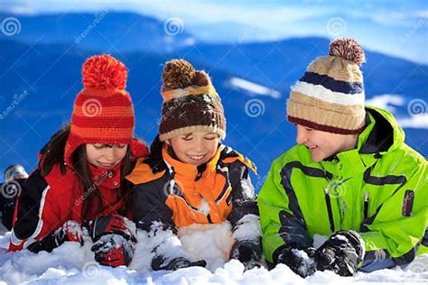 Children Playing In Snow Stock Photo Image Of Snowy 15740798