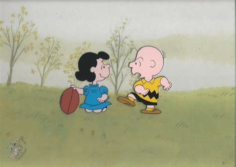 Charlie Brown And Lucy Football Classic Cels Together In One Scene