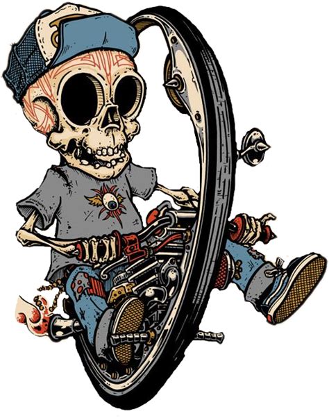 Skull Skeleton Bike Ride Sticker By Bobbie Standre