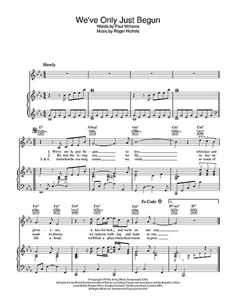 Weve Only Just Begun Sheet Music By Carpenters Piano Vocal And Guitar