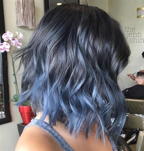 Pastel Blue Ombre Bob Short Ombre Hair Colored Hair Tips Brown