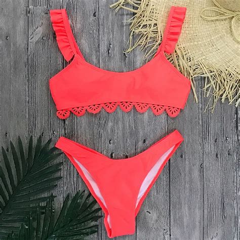 bikini push up brazilian bikini set 2019 swimsuit women solid lace top bathing suit summer