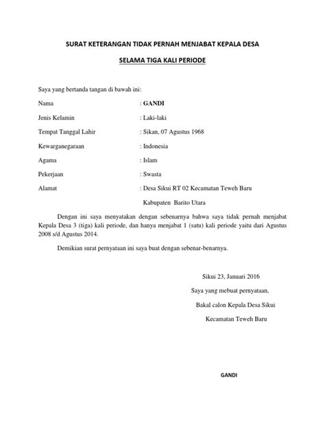 Detail Contoh Surat Pernyataan Kepala Desa Koleksi Nomer 8